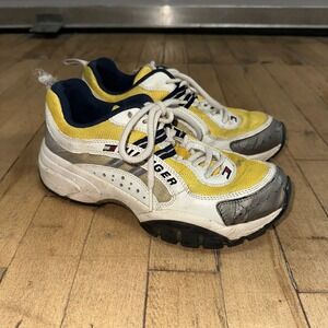 Tommy Hilfiger Sneakers Mens 6 White Yellow Low Top Lace Up Running Gym Training